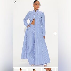 Yacht Trip Stripe pant Set / Striped Blue Women